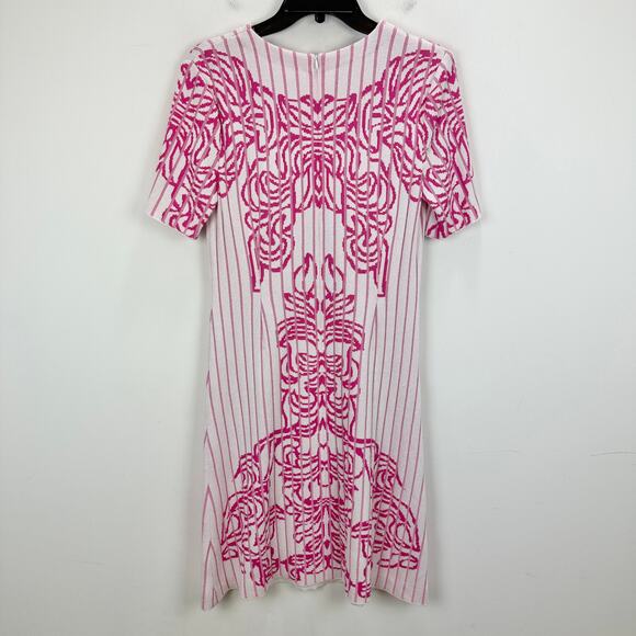 Ming Wang Jacquard Knit Dress Pink Floral Placement Printed A Line XS NWT - Picture 6 of 9